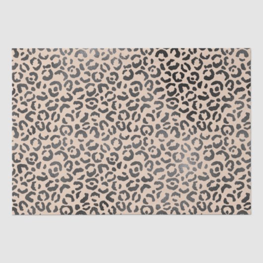 Papier Mousseline Empreinte de léopard noir et crème (Recto)