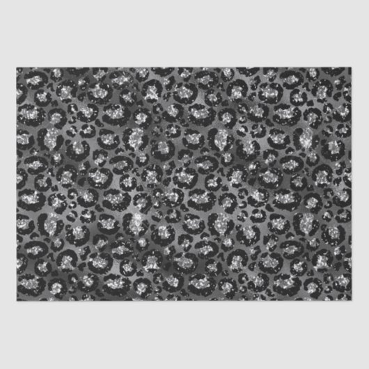 Papier Mousseline Empreinte de léopard noir et gris argenté (Recto)