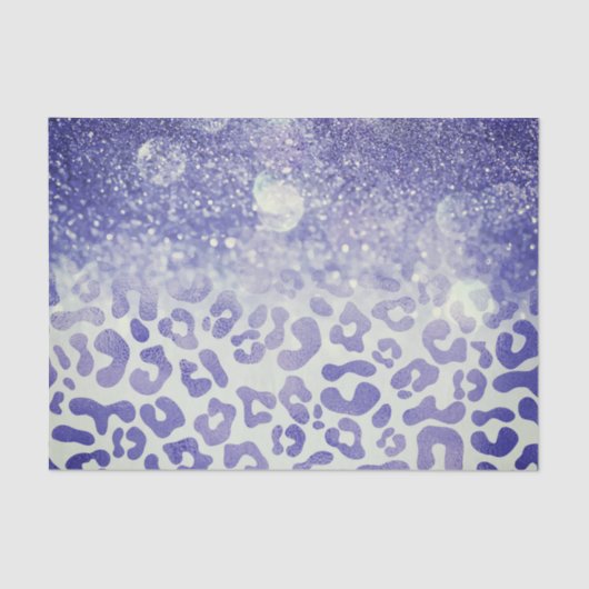 Papier Mousseline Empreinte de léopard Parties scintillant bleue (Recto)