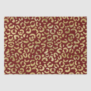 Papier Mousseline Empreinte de léopard Red Gold Glam