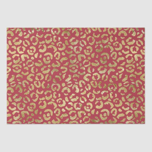 Papier Mousseline Empreinte de léopard Red Gold Glam (Recto)