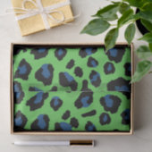 Papier Mousseline Empreinte de léopard vert et bleu (Cadeau)