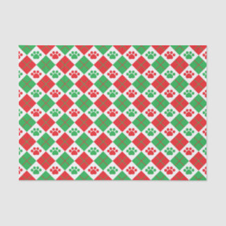 Papier Mousseline Empreinte de patte Jacquard rouge et vert