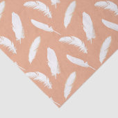 Papier Mousseline Empreinte de plumes blanches sur pêche douce (Détail)