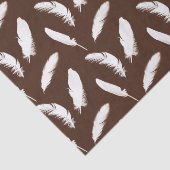 Papier Mousseline Empreinte en plumes blanches sur chocolat brun (Détail)
