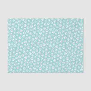 Papier Mousseline Empreintes de pattes blancs aqua bleu ou tout arri