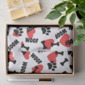 Papier Mousseline Empreintes de pattes Chien Os Coeur Et Bois Motif (Cadeau)