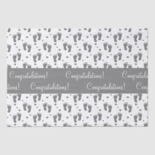 Papier Mousseline Empreintes et coeurs gris pour bébé