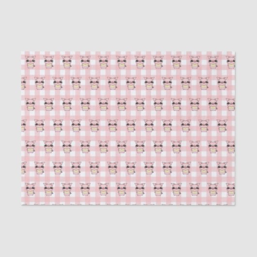 Papier Mousseline En vichy rose (Recto)