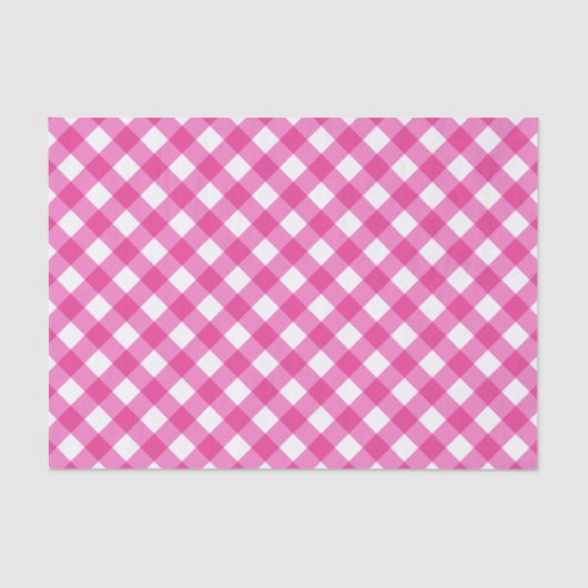 Papier Mousseline En vichy Rose Chaud Et Motif Blanc (Recto)