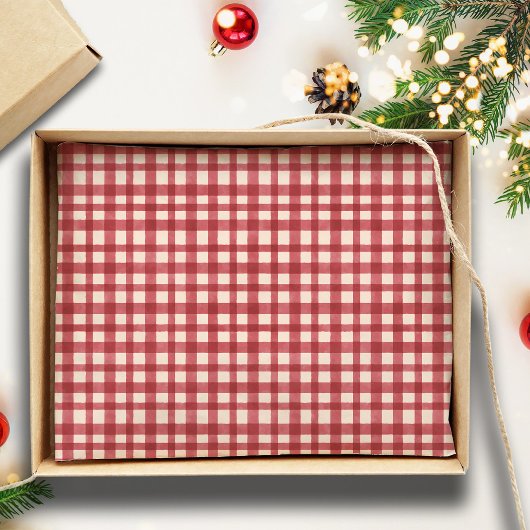 Papier Mousseline En vichy rouge Plaid traditionnel minimal Noël