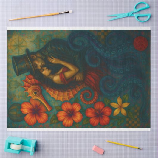 Papier Mousseline Enchanted Embrace – Fantasy Steampunk Decoupage  (Artisanat)