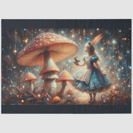 Papier Mousseline Enchanted Mushroom Wonderland Alice Decoupage (Recto)