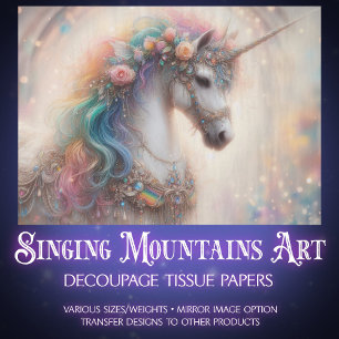 Papier Mousseline Enchanted Rainbow Licorne Craft Découpage
