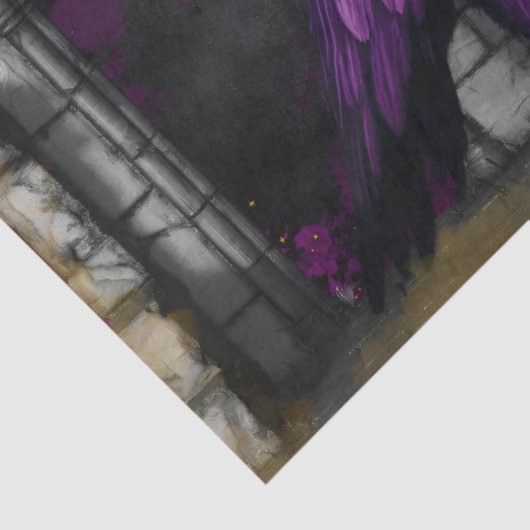 Papier Mousseline Enchanting Midnight Purple Crow Garden Decoupage (Détail)