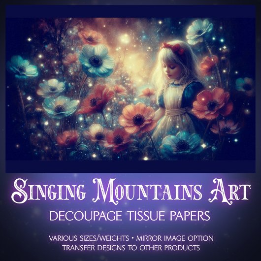 Papier Mousseline Enchanting Night Garden With Alice Decoupage