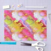 Papier Mousseline Encre Abstraite rose et jaune (Artisanat)