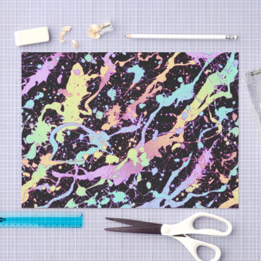 Papier Mousseline encre arc-en-ciel extrême : (Artisanat)