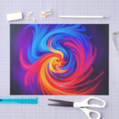 Papier Mousseline Énergétique Abstrait wirl en bleu rouge et jaune (Artisanat)