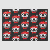 Papier Mousseline Enfant Boy Red Monster Camion avec Age Black (Recto)