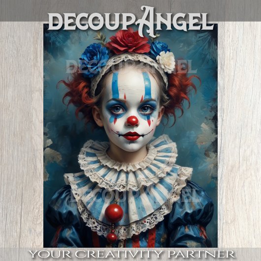 Papier Mousseline Enfant en costume de clown - Découpage -