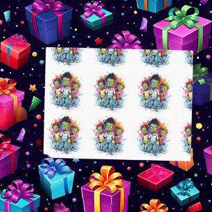 Papier Mousseline Enfants costumés zombies d'Halloween