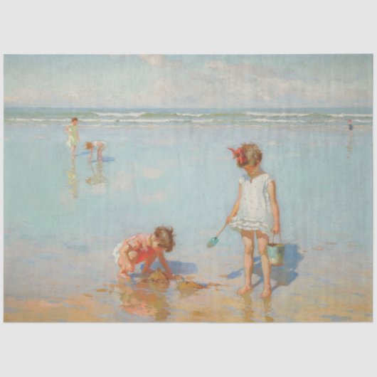 Papier Mousseline Enfants en bord de mer (Summer Beach Scene) (Recto)