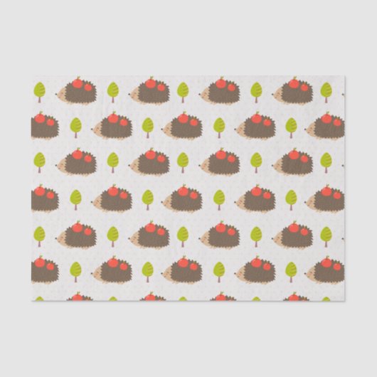 Papier Mousseline Enfants Joli Hérisson transportant des pommes sour (Recto)