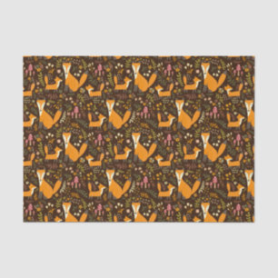 Papier Mousseline Enfants Jote Forêt Fox Famille Fleurs de champigno