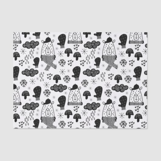 Papier Mousseline Enfants Mignonne Ours d'hiver Casquette Mitten Nua (Recto)