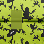 Papier Mousseline Enfants Motifs de grenouille verte et noire<br><div class="desc">Vous aimez les grenouilles ou même avez une grenouille ? Ce papier de tissu est parfait ! Cet adorable papier de tissu personnalisé a une silhouette de grenouille noire dans un motif sur un arrière - plan vert. Ajoutez un prénom pour une touche personnalisée, ou retirez selon vos préférences. Ce...</div>