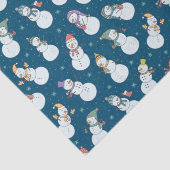 Papier Mousseline Enfants Noël mignon Snowman en bleu Casquette (Détail)