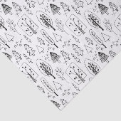 Papier Mousseline Enfants Noël mignonne Forêt d'arbres noirs et blan (Détail)