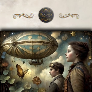 Papier Mousseline Enfants Steampunk Découpe de dirigeable