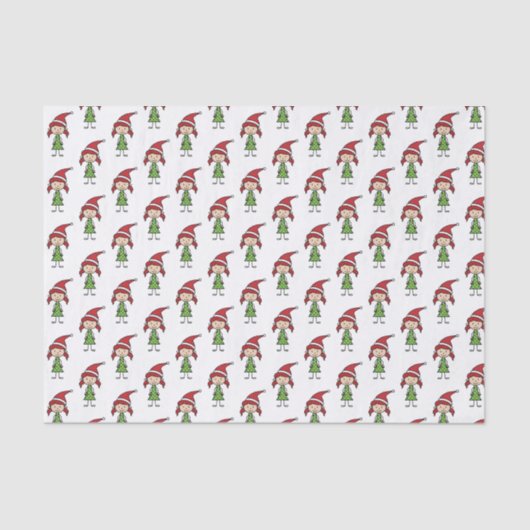 Papier Mousseline Enfants Sympa Caractère de Noël Rouge Blanc Vert (Recto)