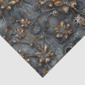 Papier Mousseline Engrenages à vapeur, Fleurs métalliques Motif Déco (Détail)