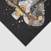 Papier Mousseline Engrenages Roues Steampunk Elephant AT8 Découpage (Détail)