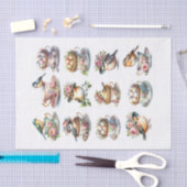 Papier Mousseline Ensemble d'oiseaux mignons avec des Casquettes ass (Artisanat)