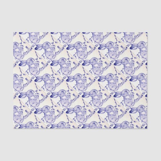 Papier Mousseline Enveloppe cadeau lapin bleu bébé lapin lapin (Recto)