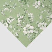 Papier Mousseline Enveloppe cadeau vintage vert fleuri (Détail)