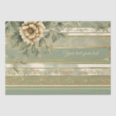 Papier Mousseline Enveloppement de fleurs en or rayé vert Sage (Recto)