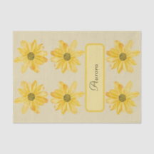 Enveloppeur en papier de tissus fleuri jaune perso