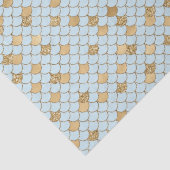 Papier Mousseline Éperche de Parties scintillant en or bleu sirène (Détail)