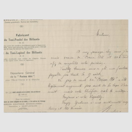 Papier Mousseline Ephemera Antique Paper Series Design 19 (Recto)