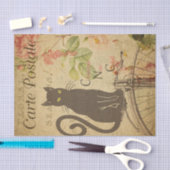 Papier Mousseline Ephemera Carte Postale Française Chat Noir Découpa (Artisanat)