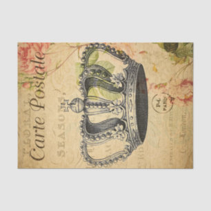 Papier Mousseline Ephemera Carte Postale Française Découpage Couronn