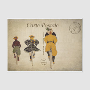 Papier Mousseline Ephemera Carte Postale Française Famille Cyclisme 
