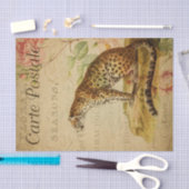 Papier Mousseline Ephemera Carte Postale Française Leopard Decoupage (Artisanat)