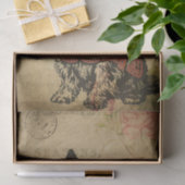 Papier Mousseline Ephemera Carte Postale Française Terrier Chien Déc (Cadeau)