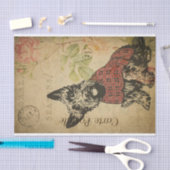 Papier Mousseline Ephemera Carte Postale Française Terrier Chien Déc (Artisanat)